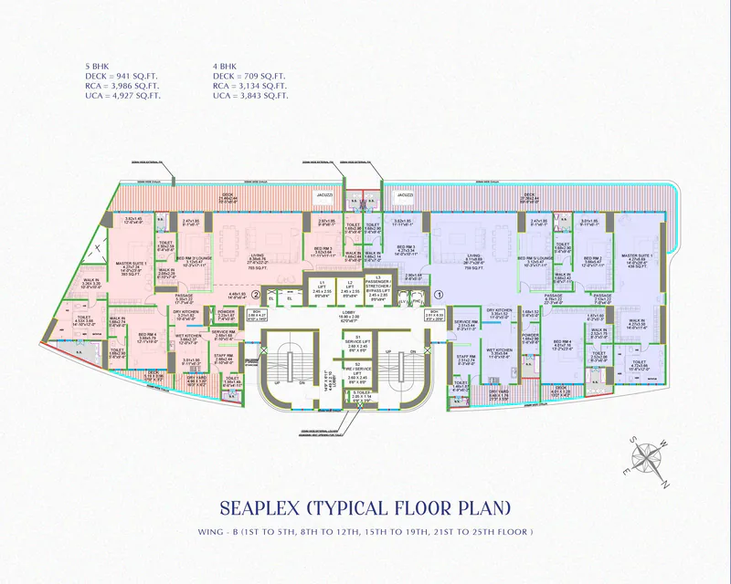 Seaplex · Wing B typical floor plan from the Positano brochure